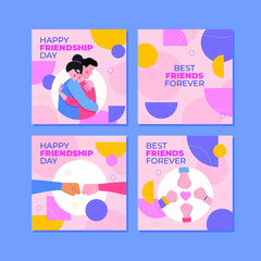Flat international friendship day Instagram posts collection