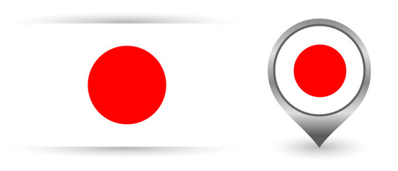 Vector flag Japan. Location point with flag Japan inside