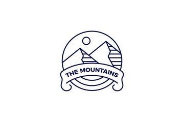 Mountain Hiking Monoline Logo Template