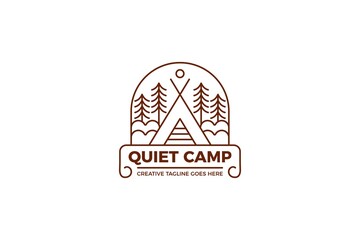 Outdoor Camping Vintage Monoline Logo Template