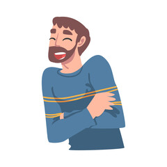 Happy Laughing Bearded Man, Portrait of Joyful Person Cartoon Vector Illustration