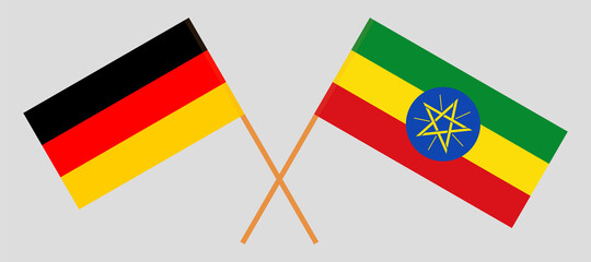 Crossed flags of Germany and Ethiopia. Official colors. Correct proportion