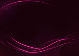 Abstract shiny color crimson wave design element on dark background. Science or space design