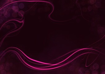 Abstract shiny color crimson wave design element on dark background. Science or space design