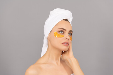 Skin with the shine. girl reduce eye bags. skincare. facial collagen cosmetic. moisturizing skin