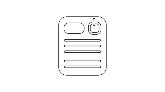 Black line Dossier folder icon isolated on white background. 4K Video motion graphic animation
