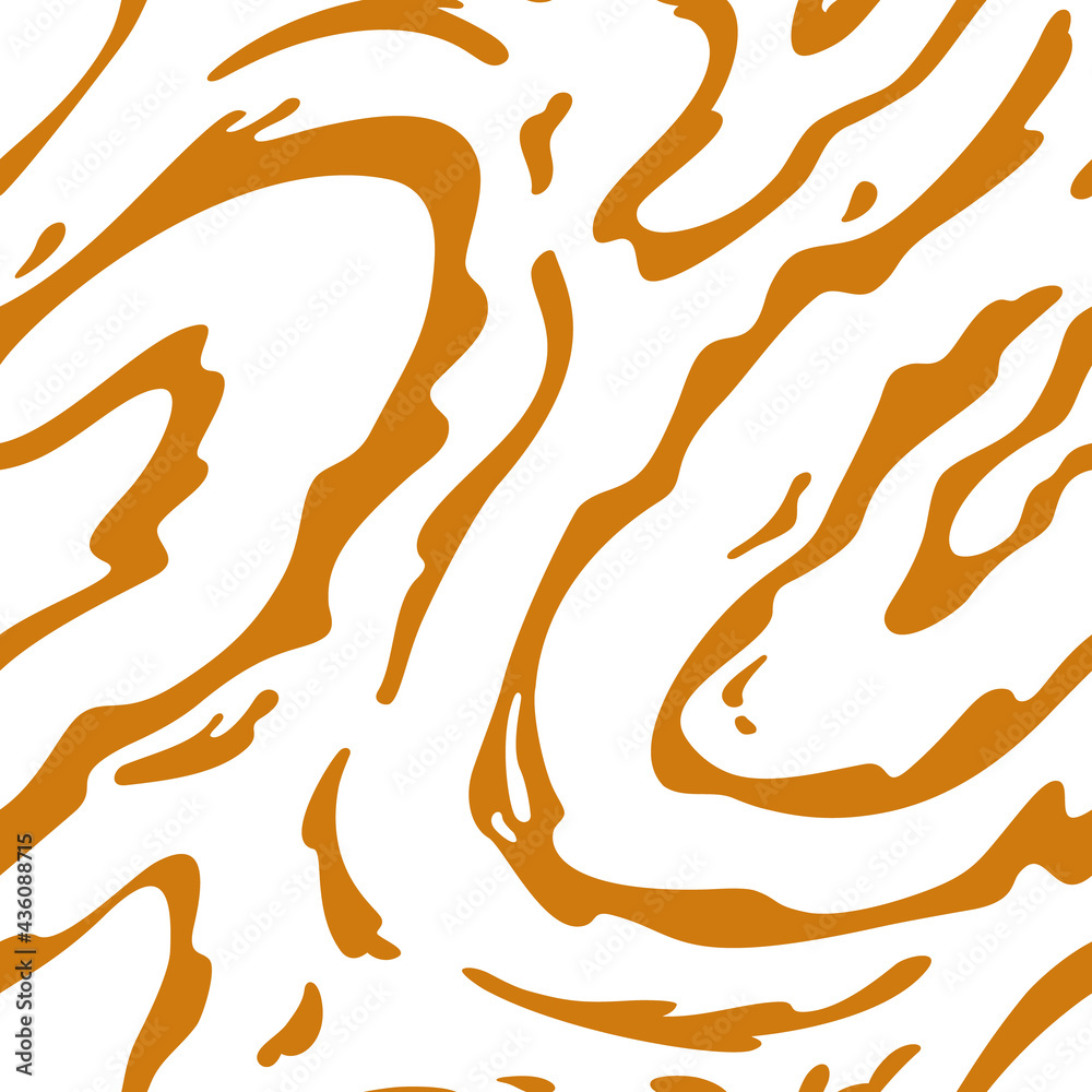 Poster vector seamless pattern with flowing caramel on white background. abstract sweet texture. creative f