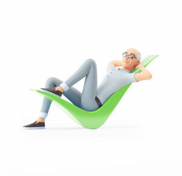 3d Senior Man Lying Down On Check Mark