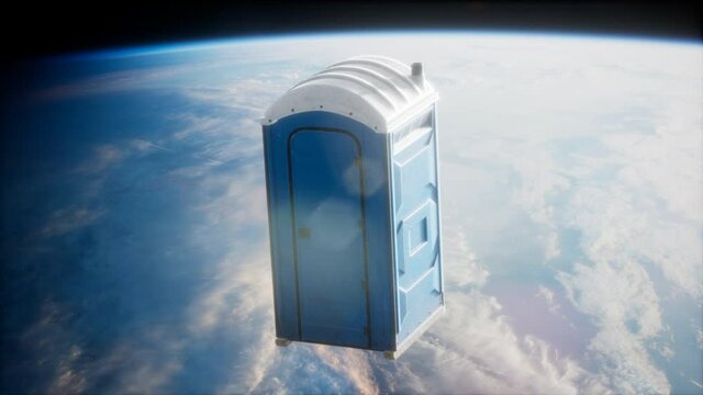 Portable street WC toilet cabin on Earth orbit