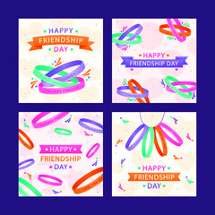 Hand drawn international friendship day instagram posts collection