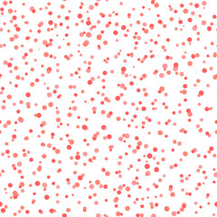 Abstract hand drown polka dots background. White seamless pattern with pink circles. Template design for invitation, poster, card, flyer, banner, textile, fabric
