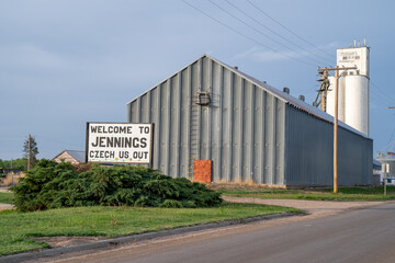 Fototapeta na wymiar Jennings, Kansas - Welcome sign for Jennings, KS, a Czech community in rural Decatur County