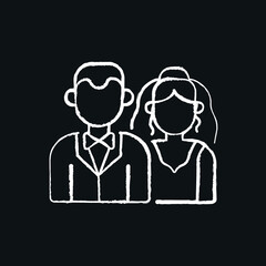 Husband and wife chalk icon. Wedding. Vector isolated black illustration.