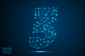 Abstract number three, figure 3, consisting of triangles, circles, spots of decay, stars. Vector eps 10.