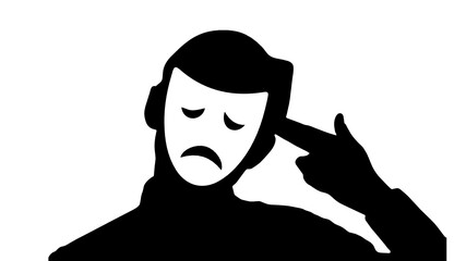 person with mask, Sadness, depression, suicide prevention