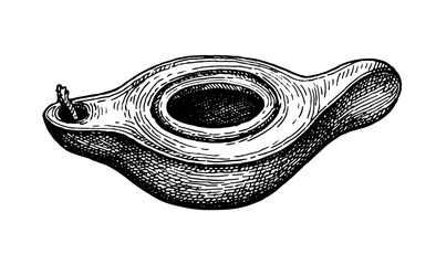 Ancient clay oil lamp.