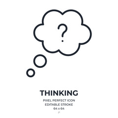 Thinking concept cloud editable stroke outline icon isolated on white background flat vector illustration. Pixel perfect. 64 x 64.