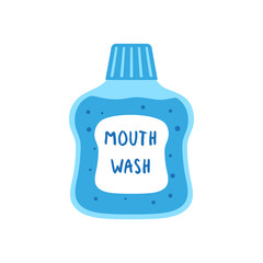 cartoon illustration of dental mouthwash isolated on white