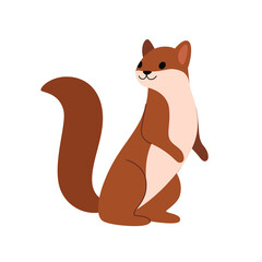 Cute marten - cartoon animal character. Vector illustration in flat style isolated on white background.