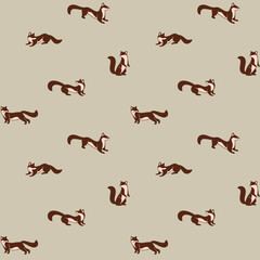 Cartoon happy weasel - seamless trendy pattern with animal in various poses. Flat design vector print for prints, clothing, packaging and postcards. 