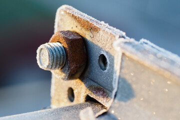 Icing on a bolt outside.