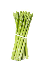 Fresh green asparagus isolated on white background.