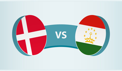Denmark versus Tajikistan, team sports competition concept.