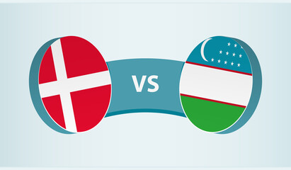 Denmark versus Uzbekistan, team sports competition concept.