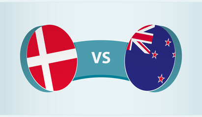 Denmark versus New Zealand, team sports competition concept.