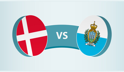 Denmark versus San Marino, team sports competition concept.