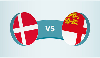 Denmark versus Sark, team sports competition concept.