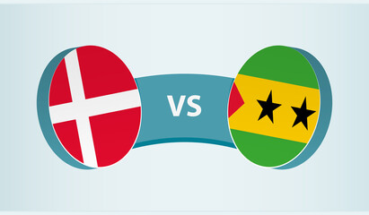 Denmark versus Sao Tome and Principe, team sports competition concept.