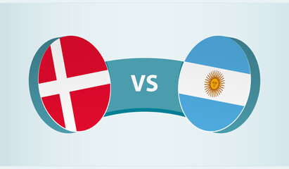 Denmark versus Argentina, team sports competition concept.