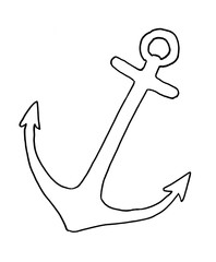Black line Anchor isolated on white background.