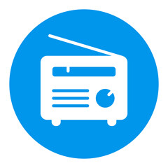 Fototapeta premium Retro radio vector flat white glyph icon