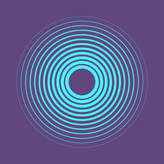 Abstract, hypnotic background with concentric circles. Colorful halftone graphic design element. Sound wave vector illustration.