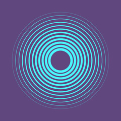 Abstract, hypnotic background with concentric circles. Colorful halftone graphic design element. Sound wave vector illustration.