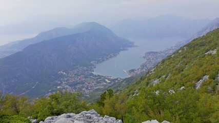Fototapeta na wymiar View of Kotor from above. A town at the foot of Mount Lovcen. Montenegro