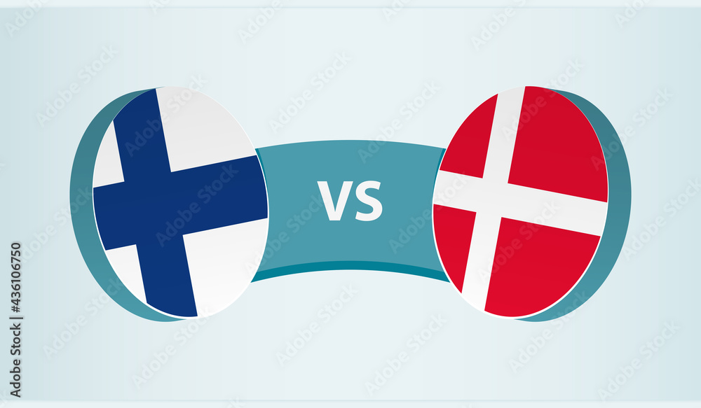 Sticker Finland versus Denmark, team sports competition concept.