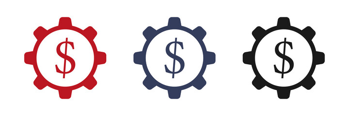 Cogwheel with dollar sign. Set of icons. Web design. Vector illustration.