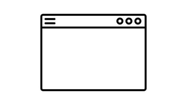 Browser window icon animation isolated on white alpha channel background. 4K Video motion graphic animation