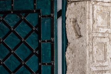 On the door jamb a trail of mezuzah in the center of the ancient city Zhovkva, Ukraine.