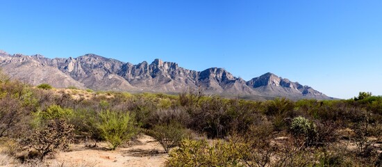 Panoramic View of a Mountain Range with the Desert in the Foreground