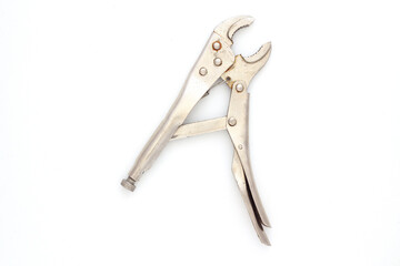 Straight mouth locking pliers, isolated on a white background