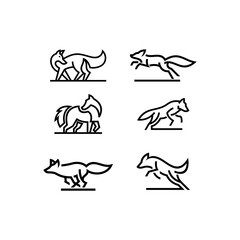Set Of Wild Animal Line Art Logo Template