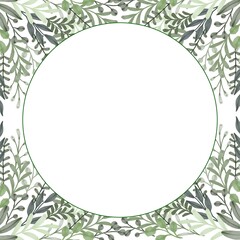 green leaves frame with white background. Vector design