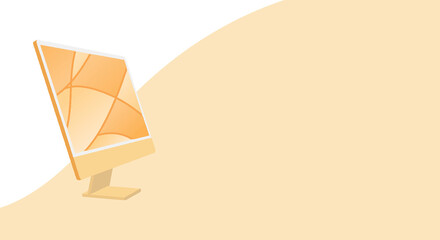 Modern Desktop Screen, Computer Monitor, Website Banner, Computer Background, Computer Banner, Announcement Background, Yellow Computer Vector Illustration Background