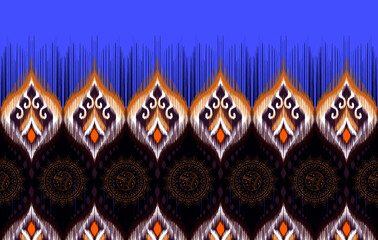 Ethnic Indian tribal ikat pattern necklace embroidery style. Geometric Aztec fabric carpet ornament chevron textile decoration. Neckline vector illustrations .