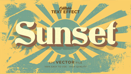 Naklejka premium Editable text style effect - retro summer text in grunge style theme