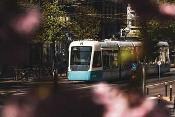 Tran in the city spring transportation